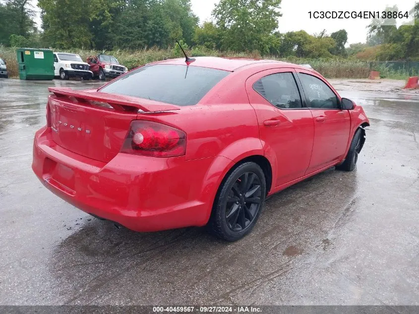 2014 Dodge Avenger Sxt VIN: 1C3CDZCG4EN138864 Lot: 40459567