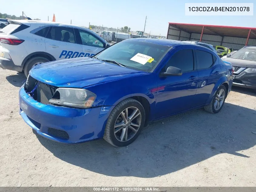 2014 Dodge Avenger Se VIN: 1C3CDZAB4EN201078 Lot: 40481172