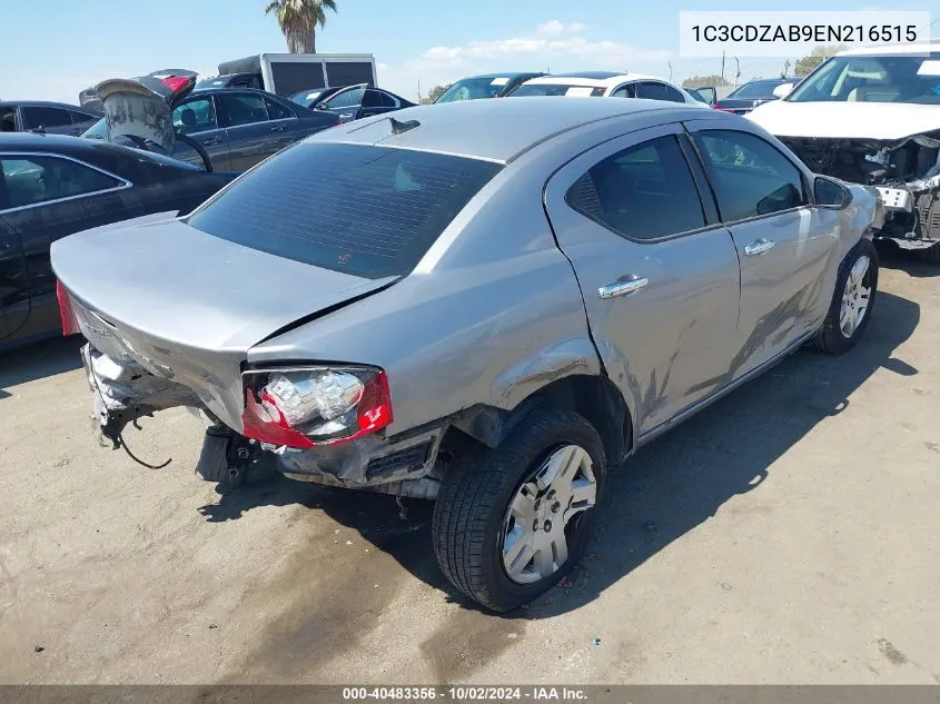 2014 Dodge Avenger Se VIN: 1C3CDZAB9EN216515 Lot: 40483356