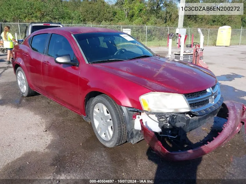 2014 Dodge Avenger Se VIN: 1C3CDZAB6EN200272 Lot: 40504697