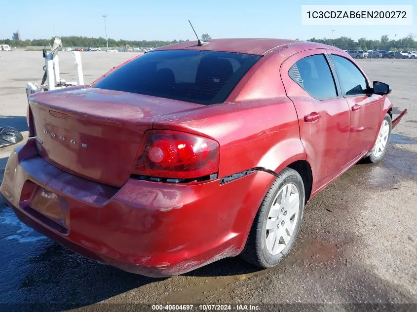 2014 Dodge Avenger Se VIN: 1C3CDZAB6EN200272 Lot: 40504697