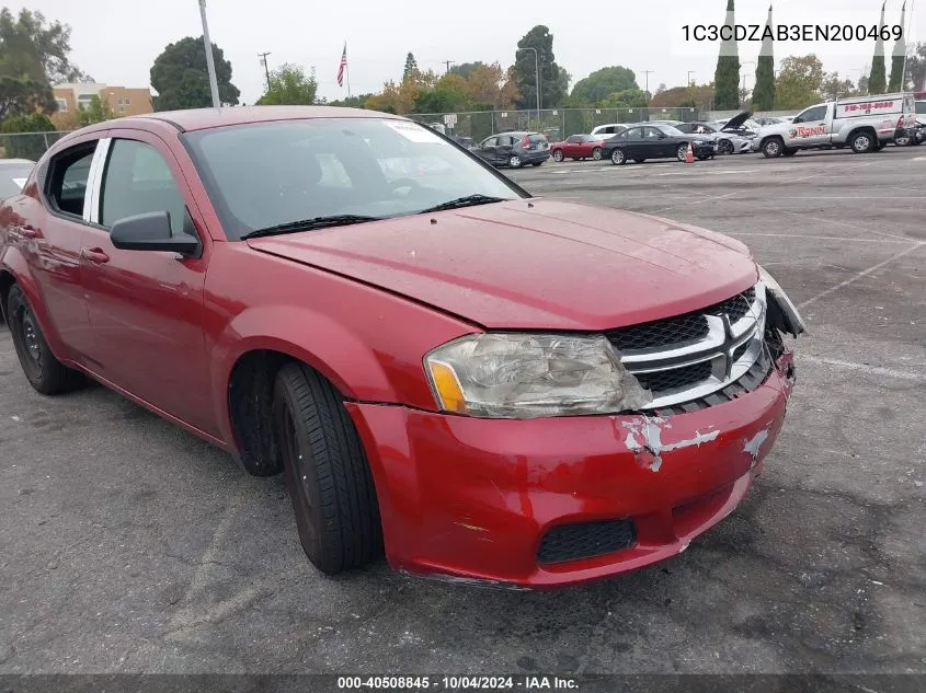 2014 Dodge Avenger Se VIN: 1C3CDZAB3EN200469 Lot: 40508845