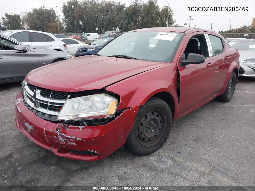 2014 Dodge Avenger Se VIN: 1C3CDZAB3EN200469 Lot: 40508845