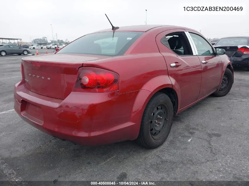 2014 Dodge Avenger Se VIN: 1C3CDZAB3EN200469 Lot: 40508845