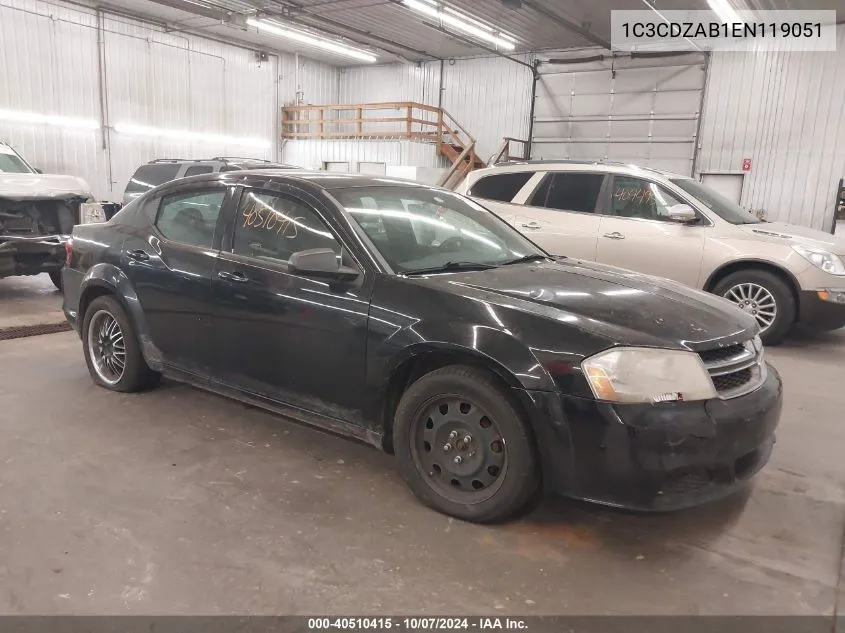 2014 Dodge Avenger Se VIN: 1C3CDZAB1EN119051 Lot: 40510415