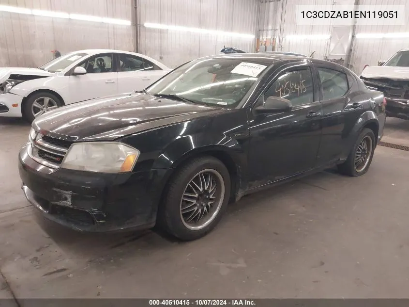 2014 Dodge Avenger Se VIN: 1C3CDZAB1EN119051 Lot: 40510415