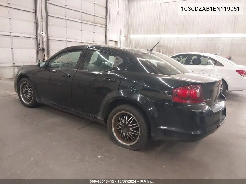 2014 Dodge Avenger Se VIN: 1C3CDZAB1EN119051 Lot: 40510415