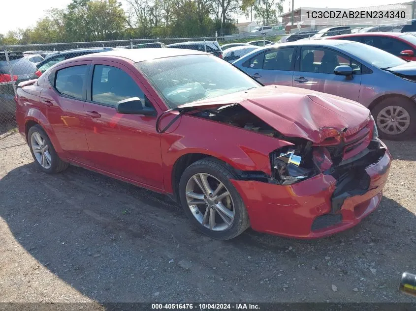 2014 Dodge Avenger Se VIN: 1C3CDZAB2EN234340 Lot: 40516476