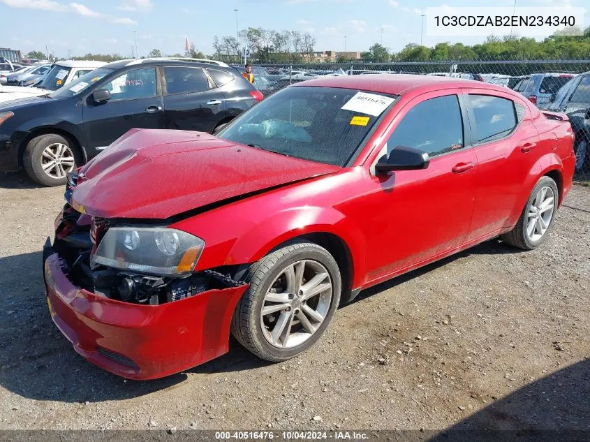 2014 Dodge Avenger Se VIN: 1C3CDZAB2EN234340 Lot: 40516476