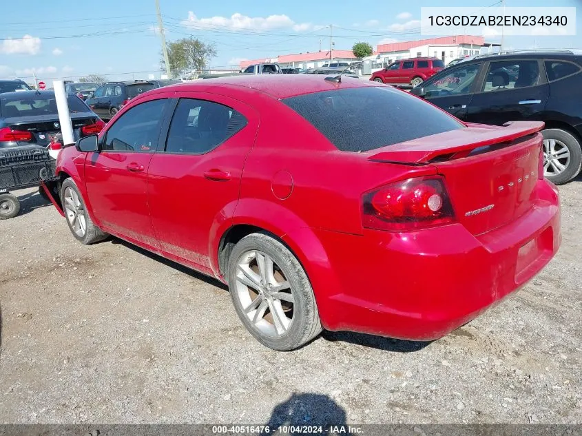 2014 Dodge Avenger Se VIN: 1C3CDZAB2EN234340 Lot: 40516476