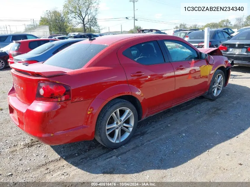 2014 Dodge Avenger Se VIN: 1C3CDZAB2EN234340 Lot: 40516476