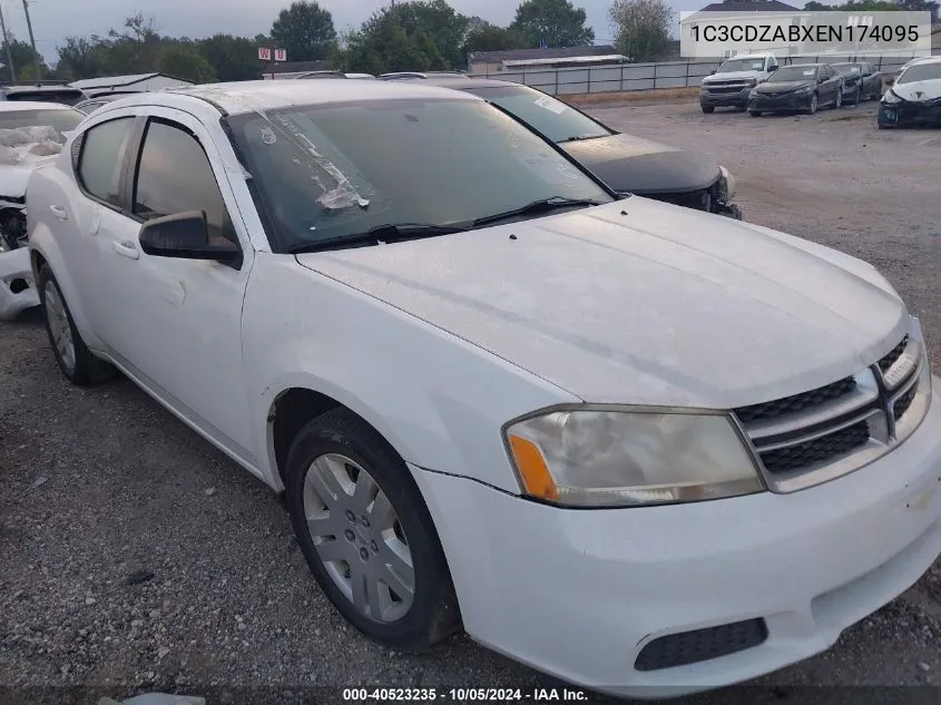 2014 Dodge Avenger Se VIN: 1C3CDZABXEN174095 Lot: 40523235