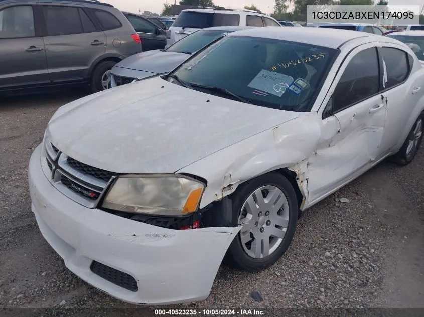 2014 Dodge Avenger Se VIN: 1C3CDZABXEN174095 Lot: 40523235