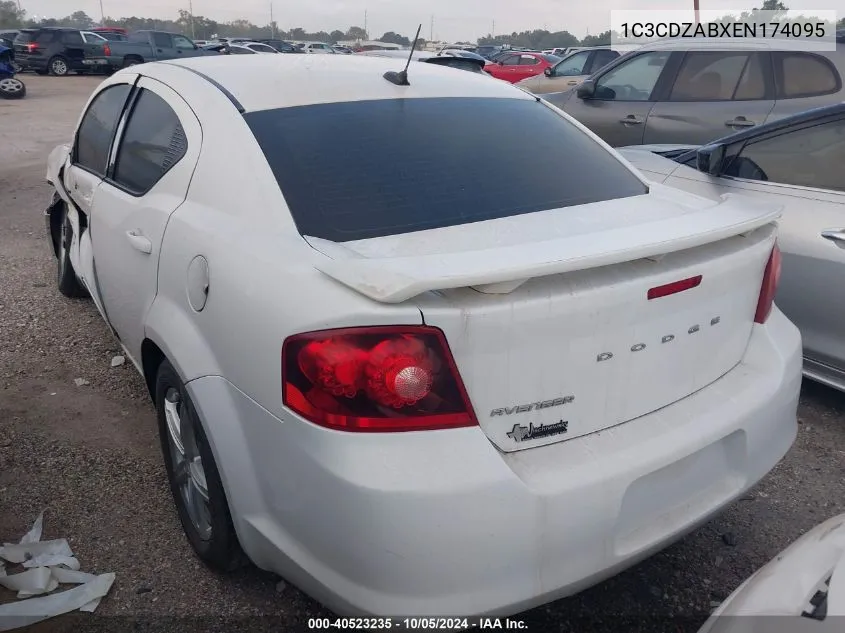 2014 Dodge Avenger Se VIN: 1C3CDZABXEN174095 Lot: 40523235