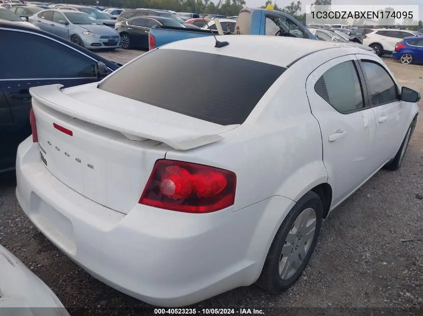 2014 Dodge Avenger Se VIN: 1C3CDZABXEN174095 Lot: 40523235