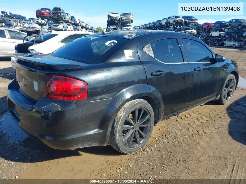 2014 Dodge Avenger Se VIN: 1C3CDZAG1EN139408 Lot: 40526857