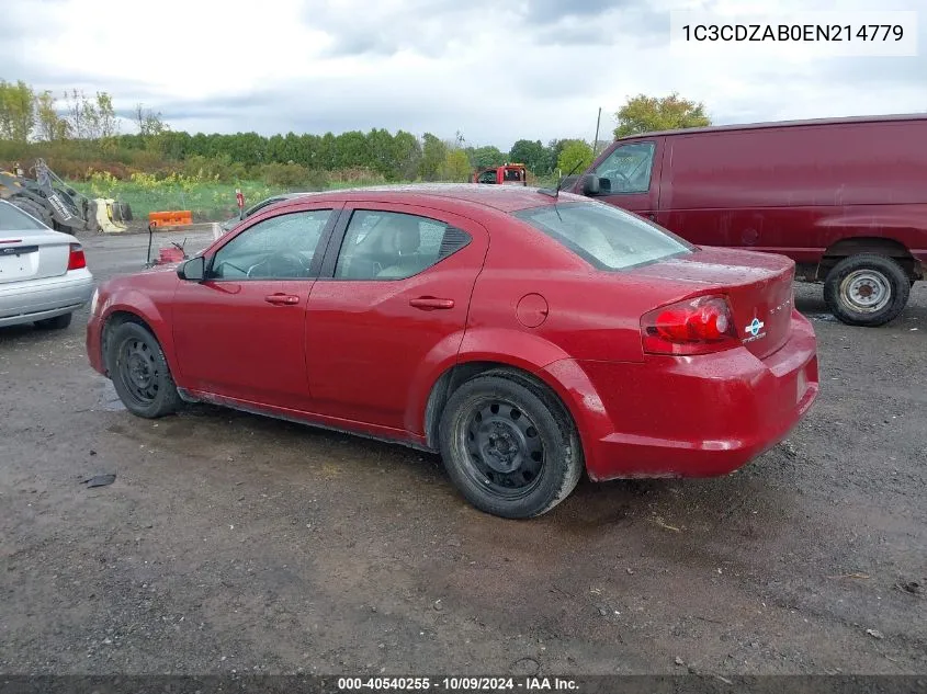 2014 Dodge Avenger Se VIN: 1C3CDZAB0EN214779 Lot: 40540255