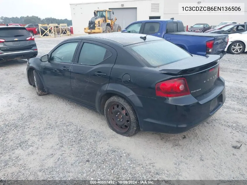 2014 Dodge Avenger Sxt VIN: 1C3CDZCB6EN136506 Lot: 40557492