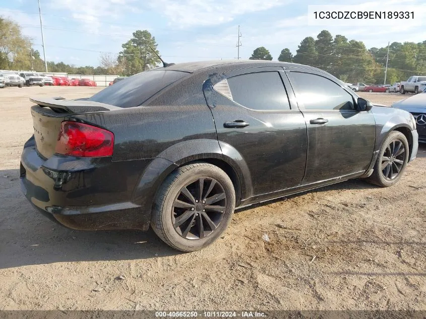 2014 Dodge Avenger Sxt VIN: 1C3CDZCB9EN189331 Lot: 40565250