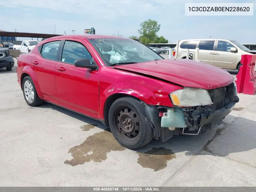 2014 Dodge Avenger Se VIN: 1C3CDZAB0EN228620 Lot: 40585746