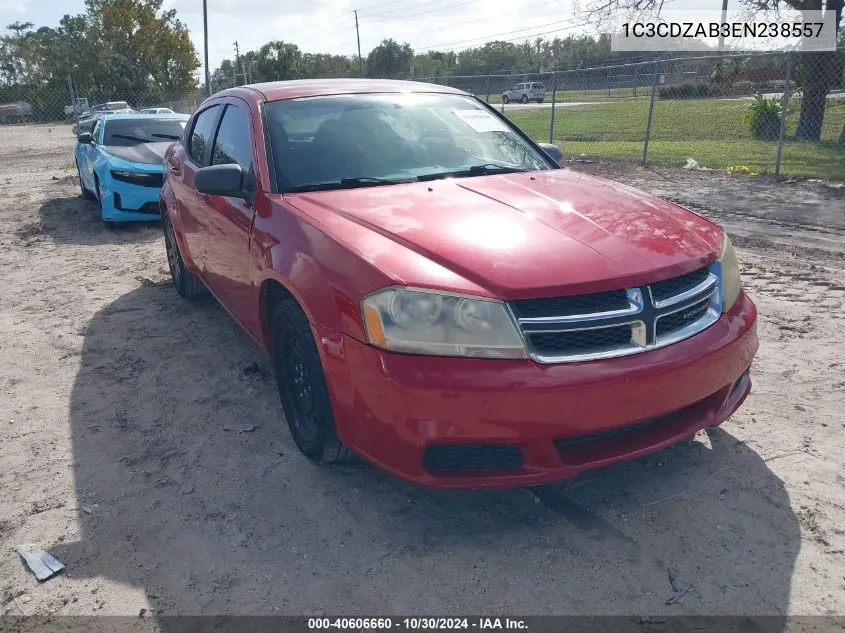 2014 Dodge Avenger Se VIN: 1C3CDZAB3EN238557 Lot: 40606660