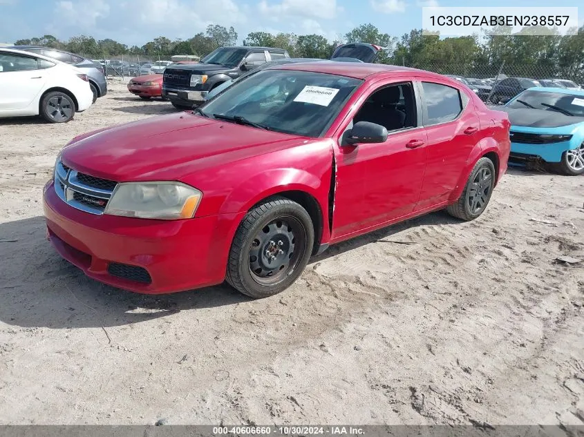 2014 Dodge Avenger Se VIN: 1C3CDZAB3EN238557 Lot: 40606660