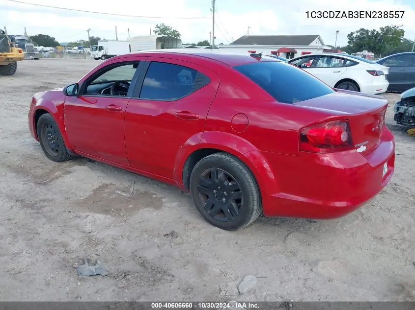 2014 Dodge Avenger Se VIN: 1C3CDZAB3EN238557 Lot: 40606660