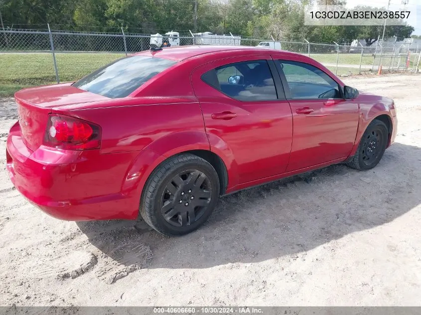 2014 Dodge Avenger Se VIN: 1C3CDZAB3EN238557 Lot: 40606660