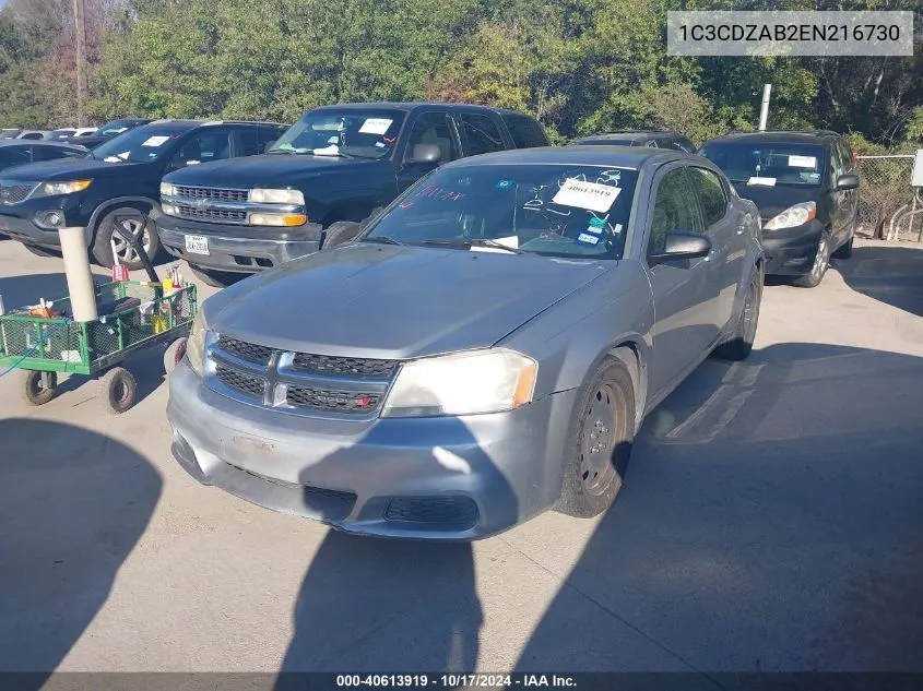 2014 Dodge Avenger Se VIN: 1C3CDZAB2EN216730 Lot: 40613919