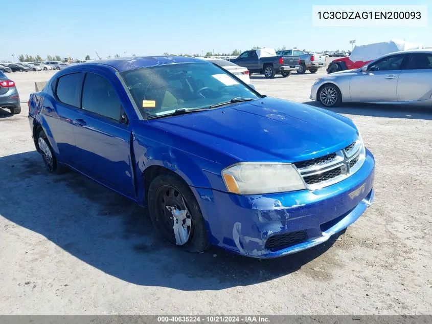 2014 Dodge Avenger Se VIN: 1C3CDZAG1EN200093 Lot: 40635224