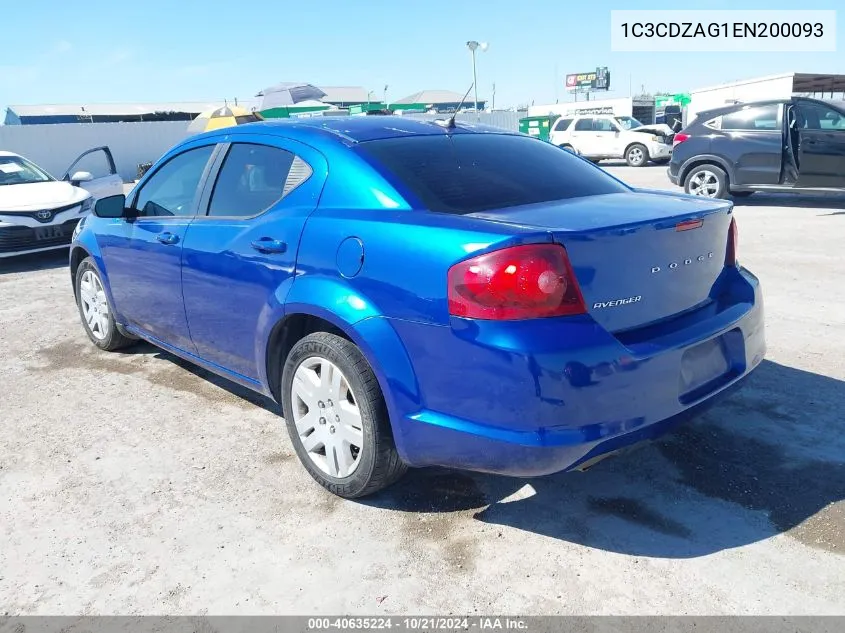 2014 Dodge Avenger Se VIN: 1C3CDZAG1EN200093 Lot: 40635224