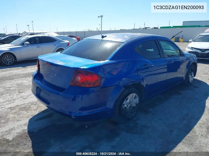 2014 Dodge Avenger Se VIN: 1C3CDZAG1EN200093 Lot: 40635224