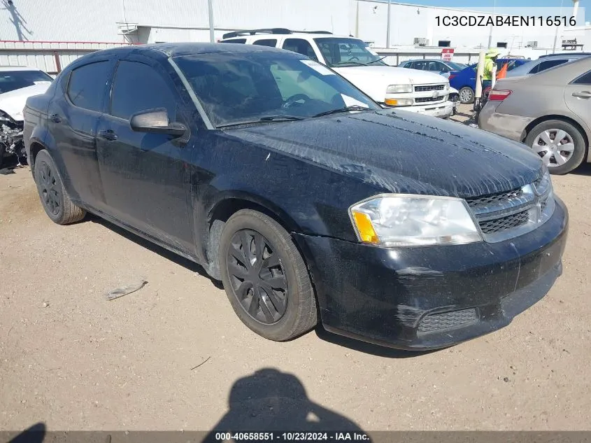 2014 Dodge Avenger Se VIN: 1C3CDZAB4EN116516 Lot: 40658551