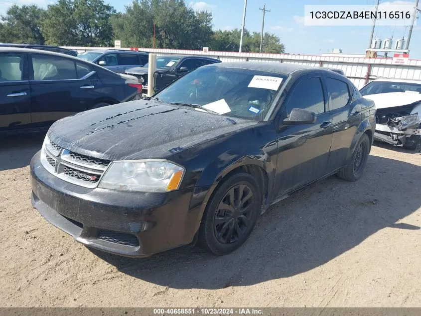 2014 Dodge Avenger Se VIN: 1C3CDZAB4EN116516 Lot: 40658551