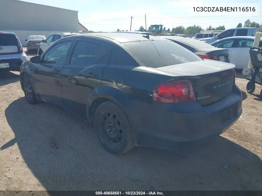 1C3CDZAB4EN116516 2014 Dodge Avenger Se