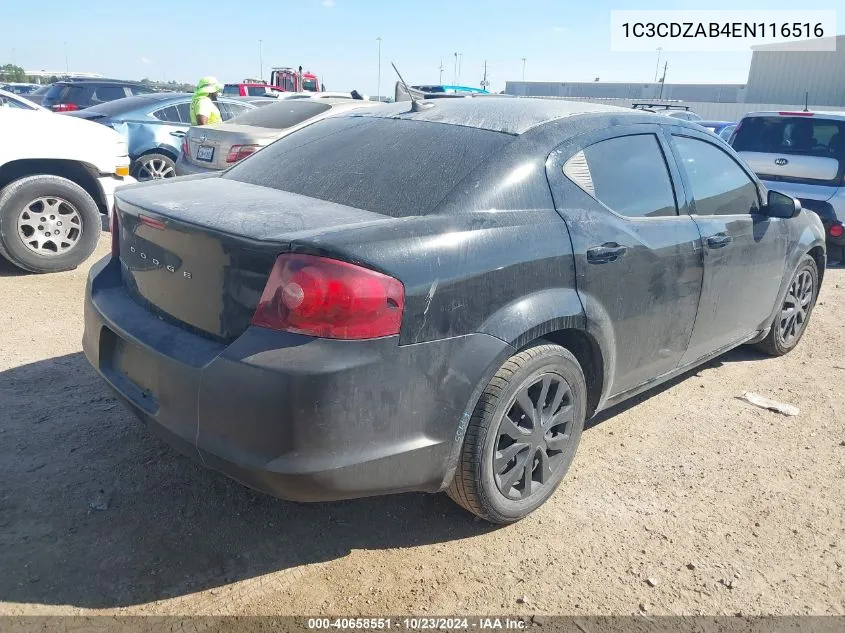 2014 Dodge Avenger Se VIN: 1C3CDZAB4EN116516 Lot: 40658551