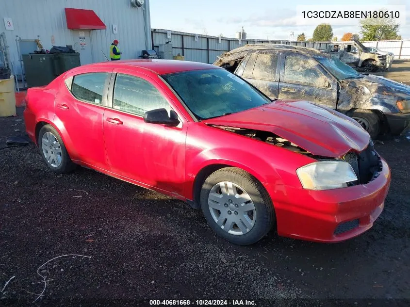 2014 Dodge Avenger Se VIN: 1C3CDZAB8EN180610 Lot: 40681668