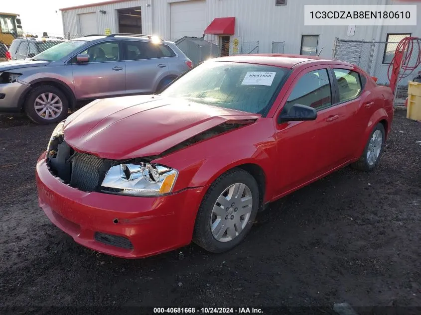 2014 Dodge Avenger Se VIN: 1C3CDZAB8EN180610 Lot: 40681668