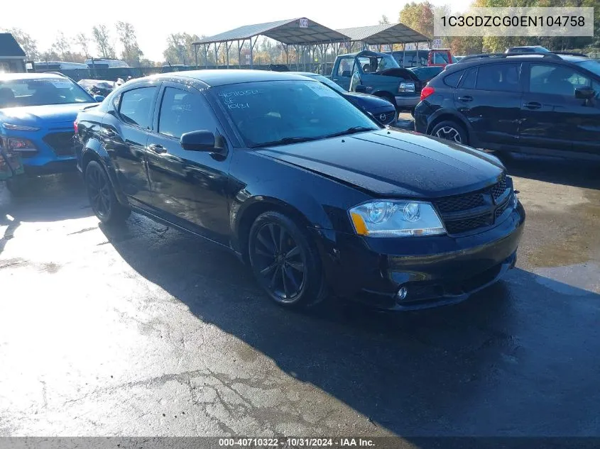 2014 Dodge Avenger Sxt VIN: 1C3CDZCG0EN104758 Lot: 40710322