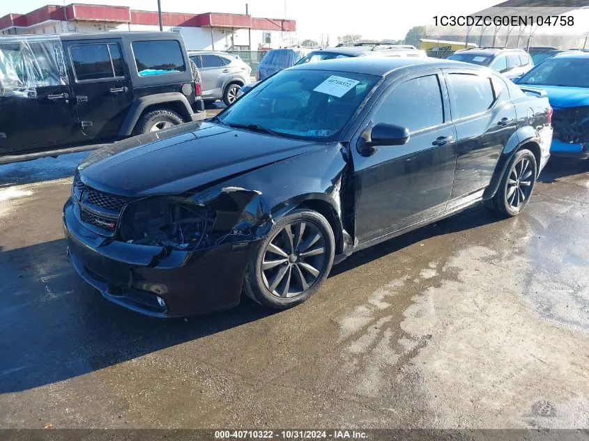 2014 Dodge Avenger Sxt VIN: 1C3CDZCG0EN104758 Lot: 40710322