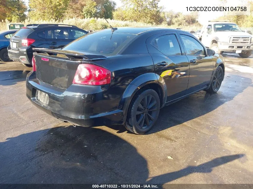 2014 Dodge Avenger Sxt VIN: 1C3CDZCG0EN104758 Lot: 40710322