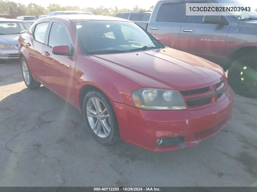 2014 Dodge Avenger Sxt VIN: 1C3CDZCB2EN203943 Lot: 40712255