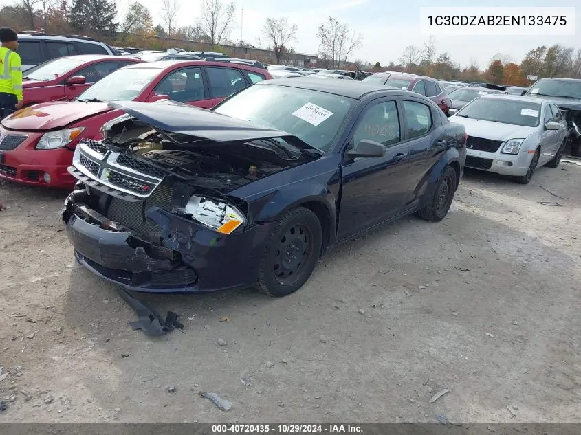 2014 Dodge Avenger Se VIN: 1C3CDZAB2EN133475 Lot: 40720435