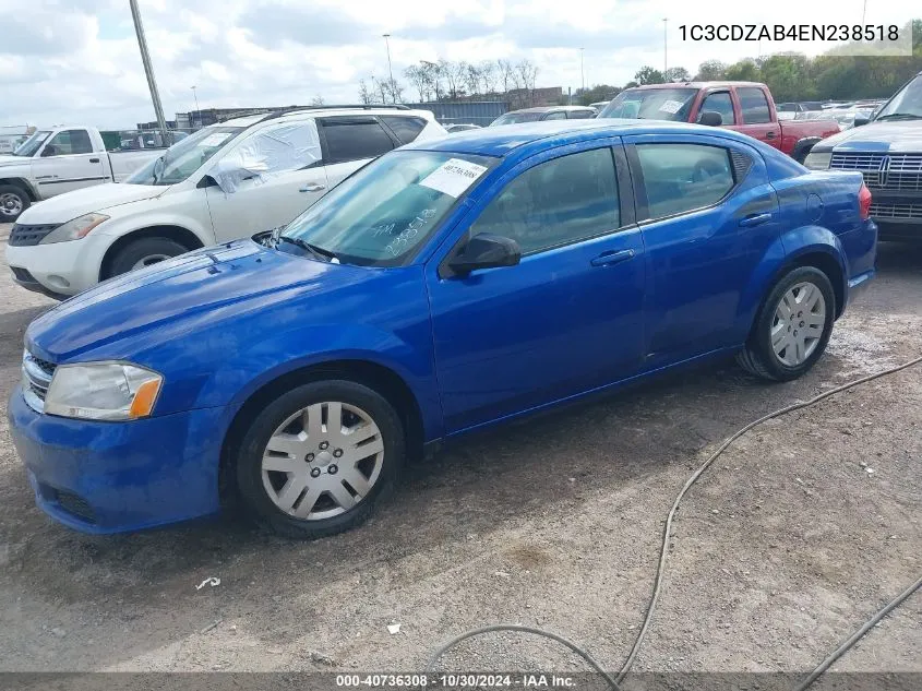 2014 Dodge Avenger Se VIN: 1C3CDZAB4EN238518 Lot: 40736308