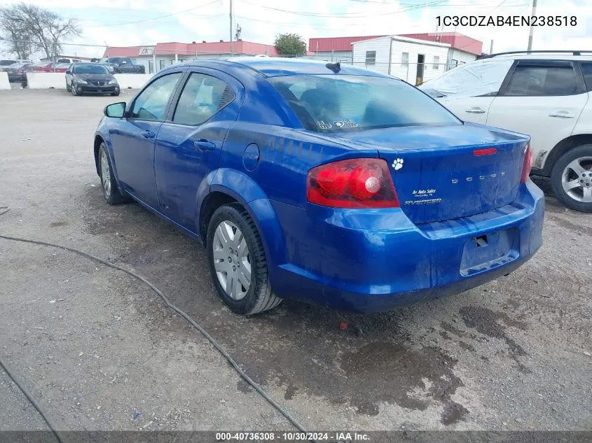 2014 Dodge Avenger Se VIN: 1C3CDZAB4EN238518 Lot: 40736308