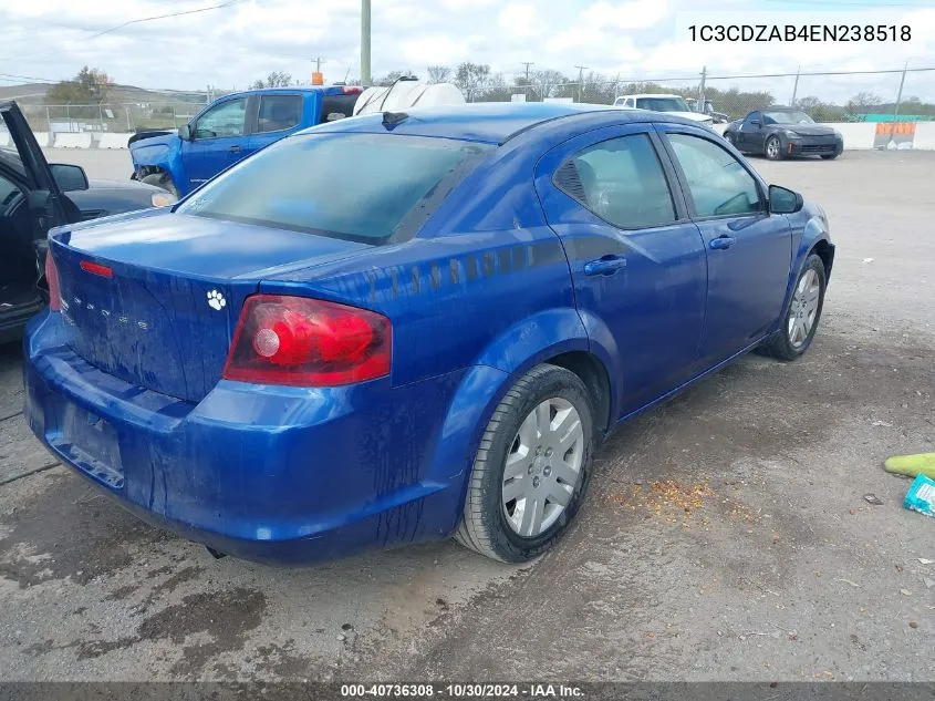 2014 Dodge Avenger Se VIN: 1C3CDZAB4EN238518 Lot: 40736308