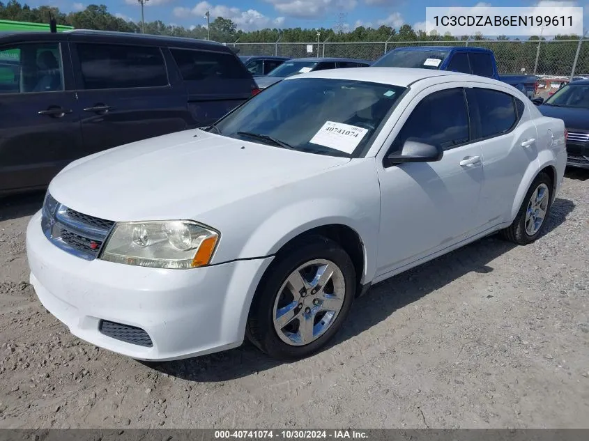 2014 Dodge Avenger Se VIN: 1C3CDZAB6EN199611 Lot: 40741074