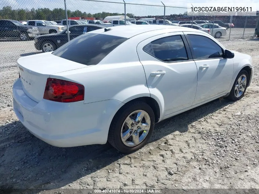 2014 Dodge Avenger Se VIN: 1C3CDZAB6EN199611 Lot: 40741074