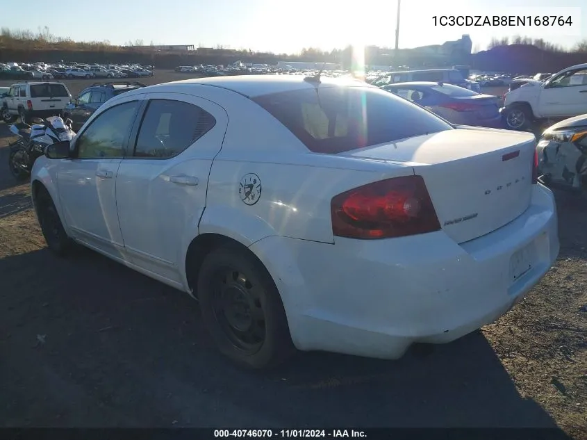 2014 Dodge Avenger Se VIN: 1C3CDZAB8EN168764 Lot: 40746070