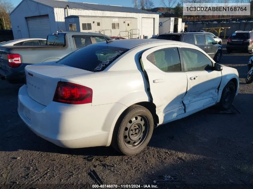 2014 Dodge Avenger Se VIN: 1C3CDZAB8EN168764 Lot: 40746070